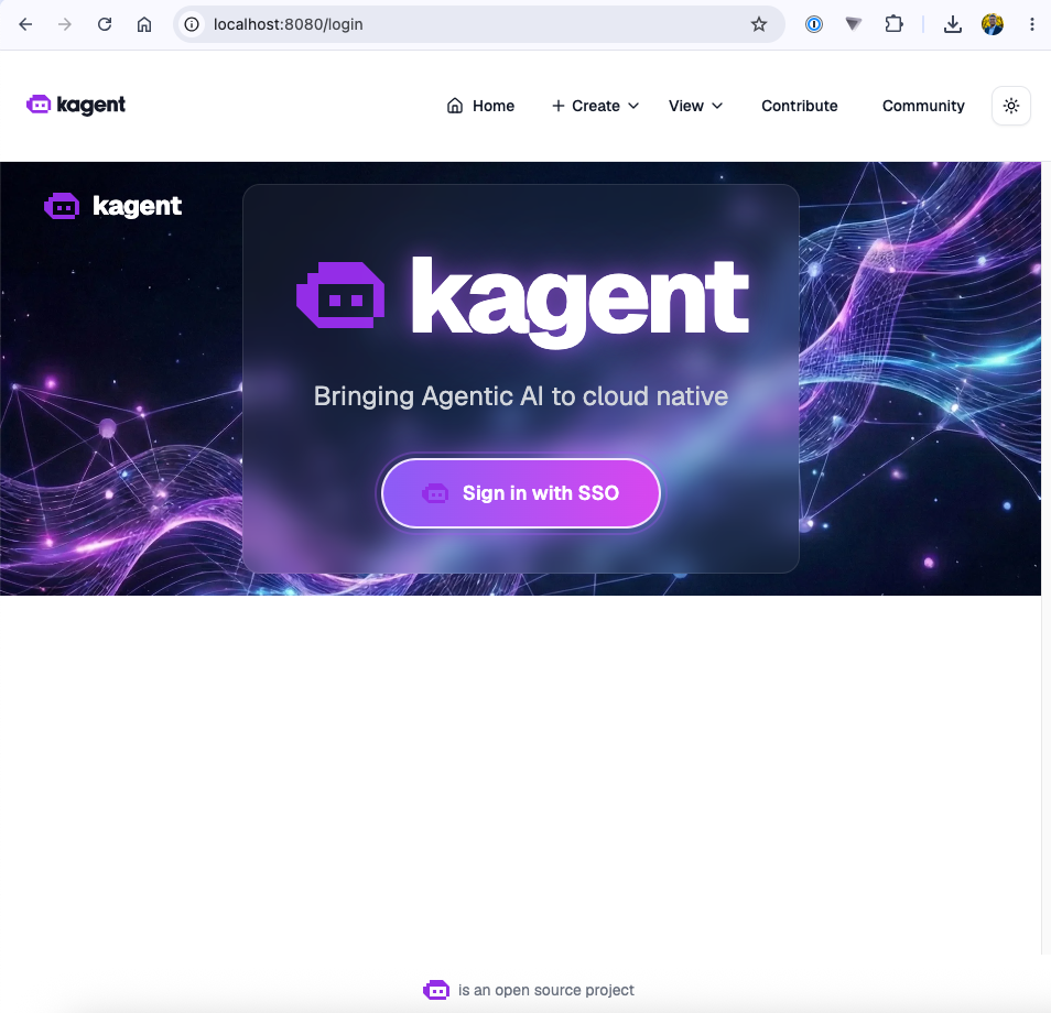 kagent SSO landing